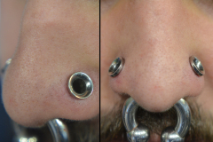 0g Nostrils Healed with Steel Eyelets